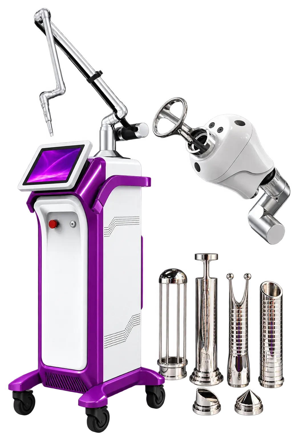 Fraksiyonel CO2 lazer sistemi ve jinekolojik başlıkları